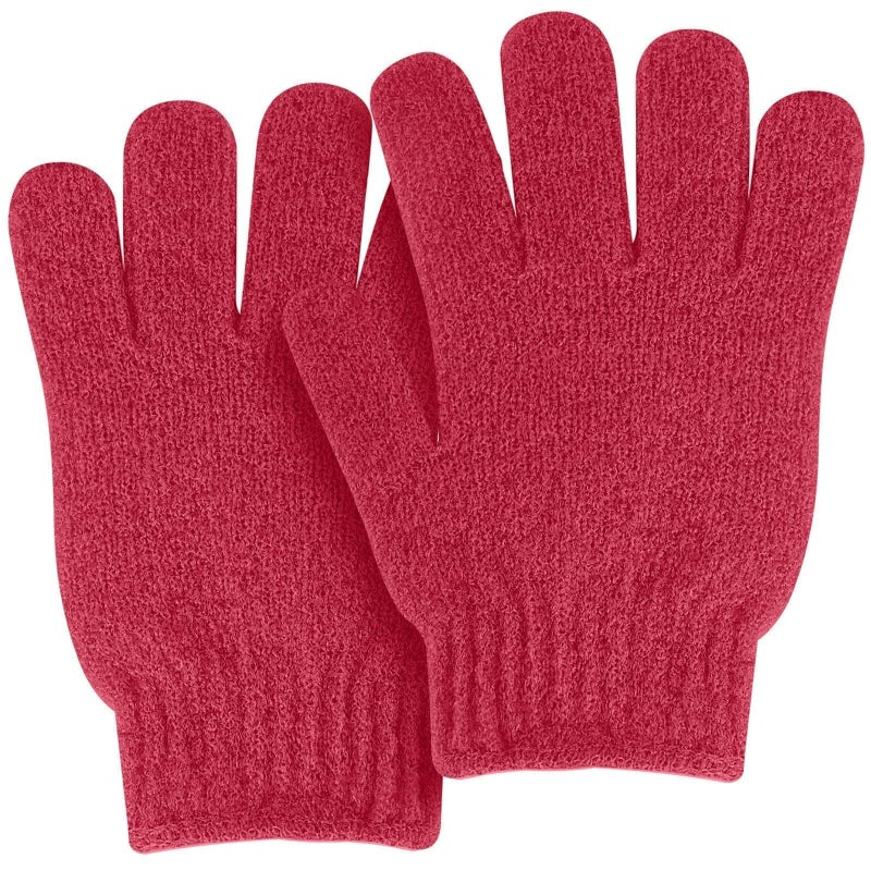 MOLOPPO Bath Glove 2 PCS Use Loofah Sponge Exfoliating Body Scrubber Deep Cleansing Removes Dead Skin for Both Women and Men(Red) - Image 1